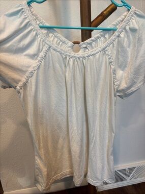 Prana White Short-Sleeve Peasant Blouse